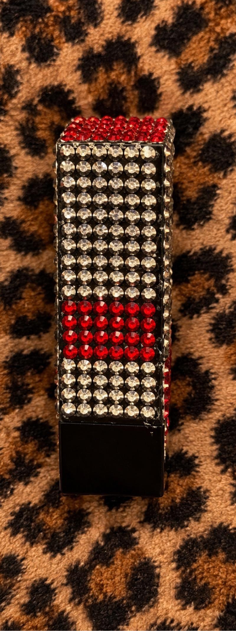 Hand bedazzled red lipstick