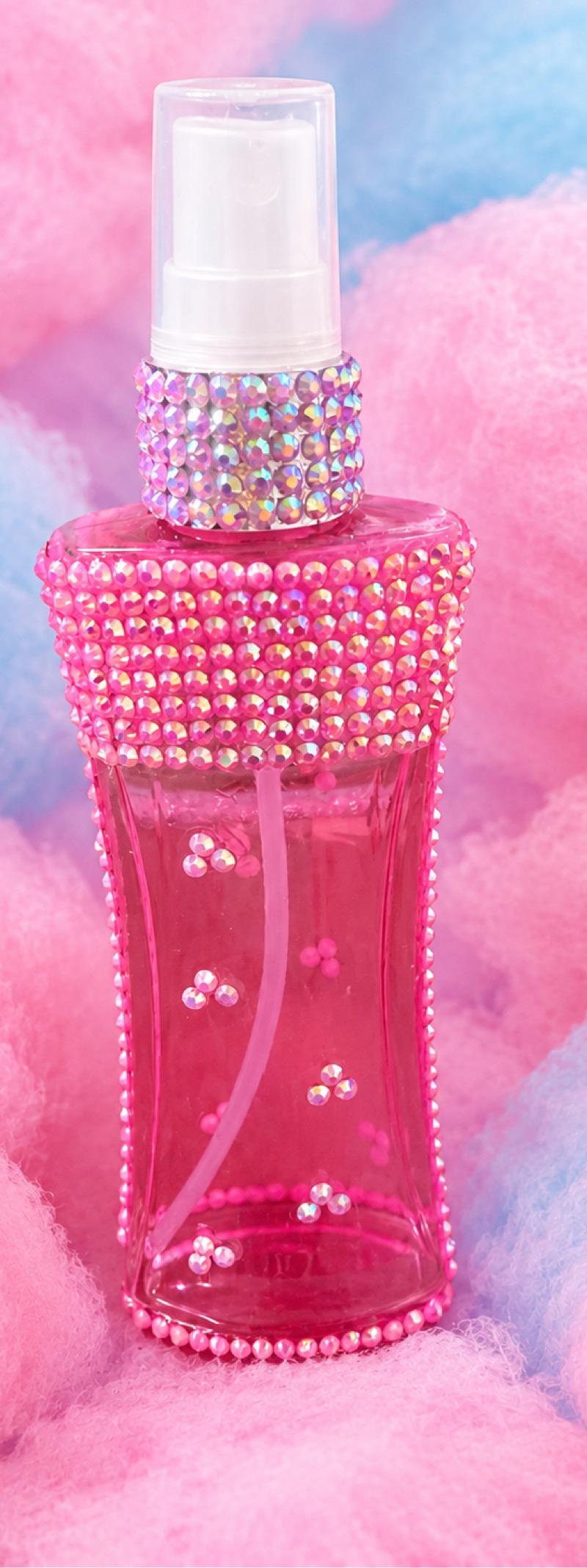 Hand bedazzled decorative pink spray bottle