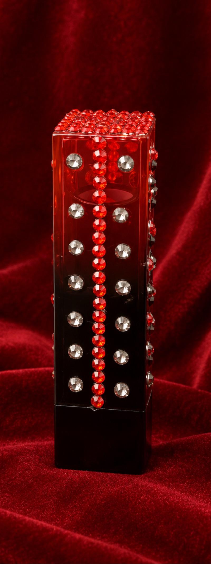 Hand bedazzled red lipstick