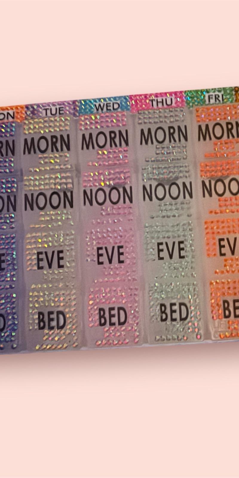 Hand bedazzled pill organizer